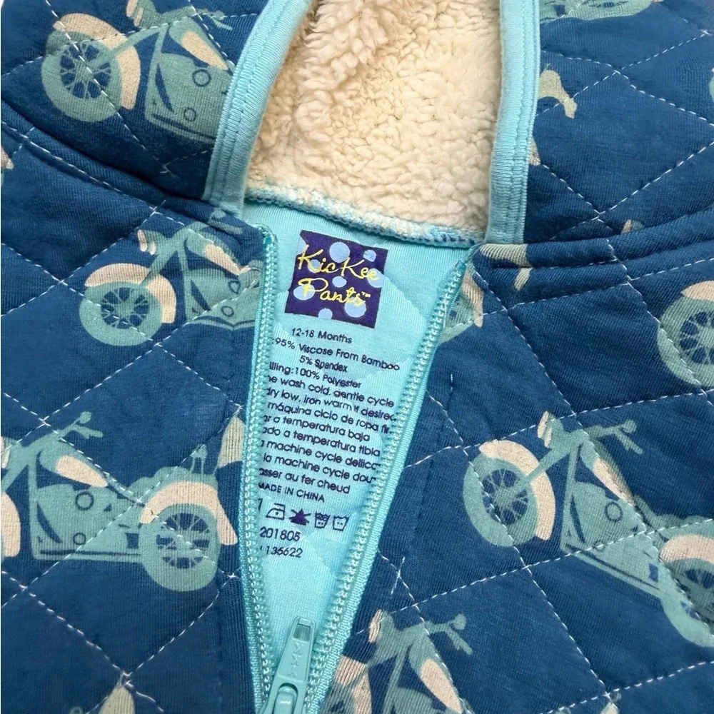 🍼 Kickee Pants Quilted Bamboo Moto‎ Jacket 🏍 Sherpa Lined 12–18M